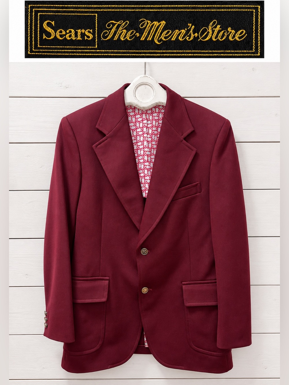 Vintage Sears The Men’s Store Blazer – Burgundy – Size 42L – Unisex